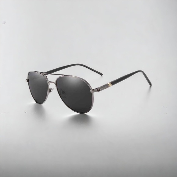 Mens Metal Aviator Sunglasses Gunmetal Gray Frames Polarized Lenses New - Picture 2 of 8